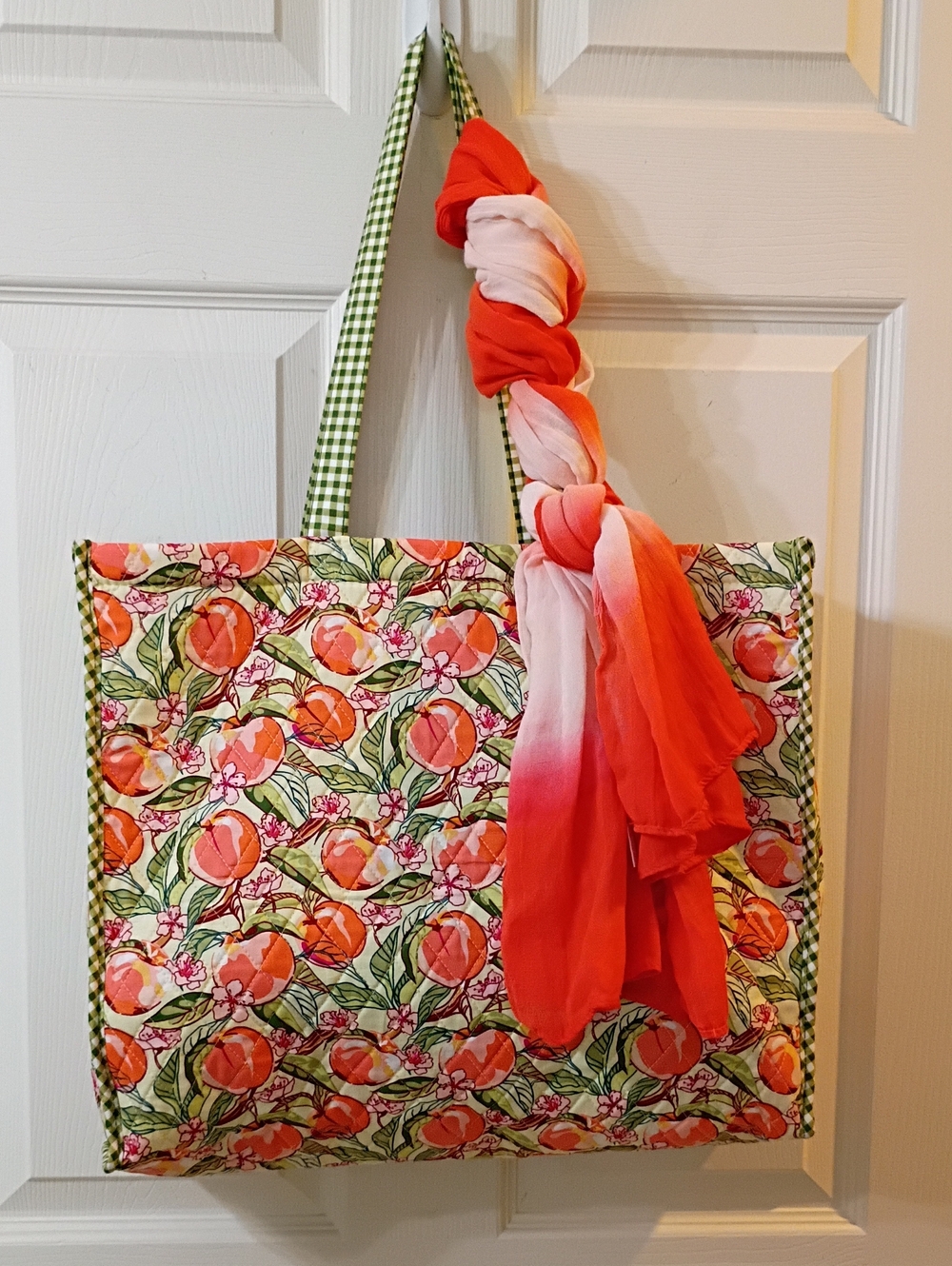 Vera Bradley Peach & Coral Floral Tote with Ombre Scarf